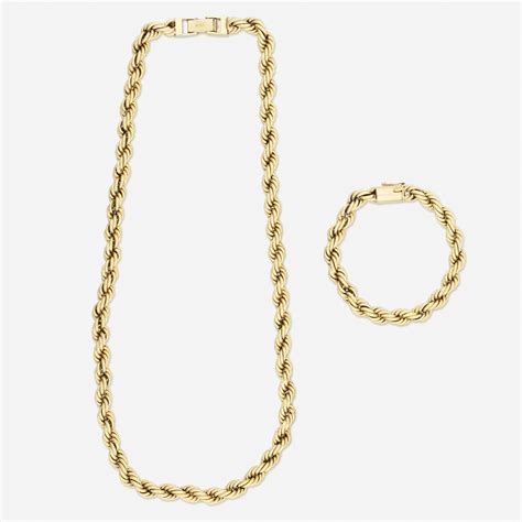 gold rope chain necklace  bracelet