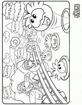 Penguin Coloring Club Pages Puffle Feeding Really Cool Library Print Popular sketch template