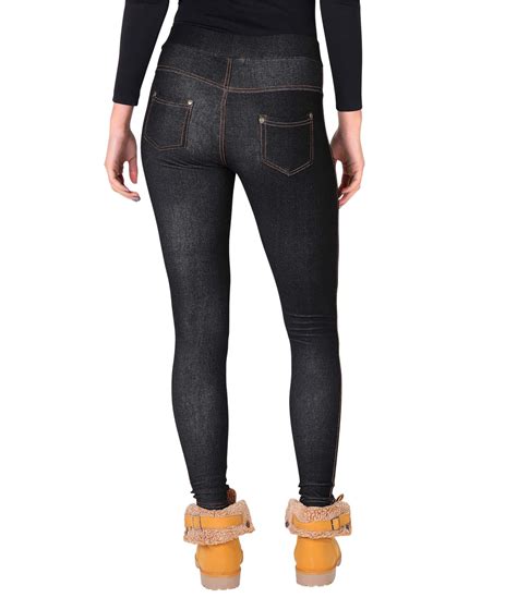 Womens Warm Fleece Lined Stretch Denim Jeggings Jeans Thermal Leggings