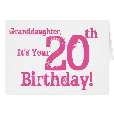 Granddaughter S 20th Birthday In Pink Greeting Card Zazzle