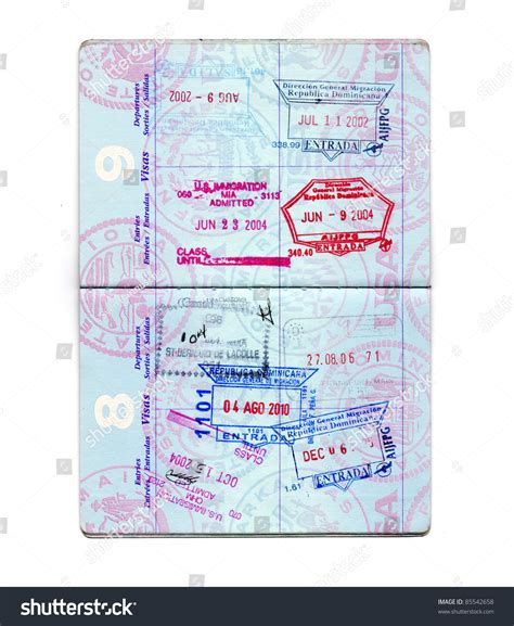 United States Passport Pages With Stamps Isolated On White