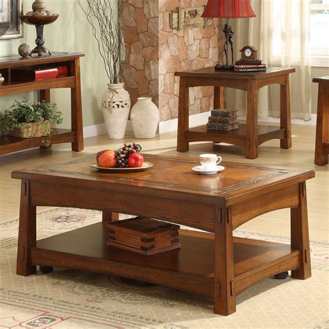 riverside craftsman home rectangular coffee table set walmartcom