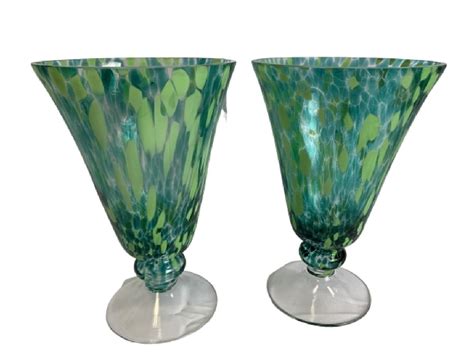 Pair Of Royal Gallery Art Glass Tall Vases 11