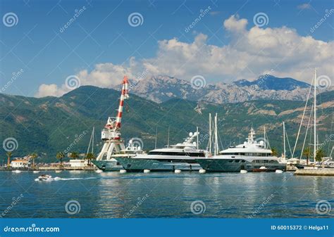 view  port  tivat city montenegro stock photo image  tivat reflect