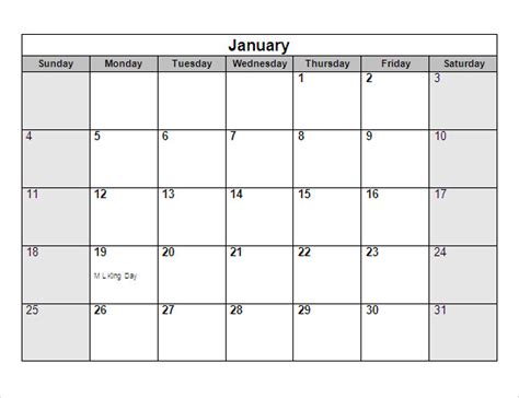 microsoft word  yearly calendar template  word template