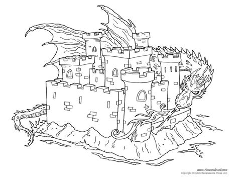 coloring pages  dragon  castle castle coloring pages