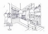Ropa Boceto Showcases Fashionable Mannequins Overzichtstekening Binnenland Kleedde Meubilair Modieuze Maniquies Hilo sketch template
