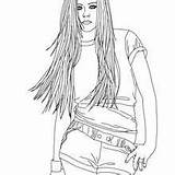 Avril Lavigne Coloring Pages Fashion Famous Designer People Adults Portrait Hellokids Cute sketch template