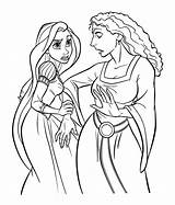 Coloring Tangled Gothel Mother Rapunzel Pages Children Kids Color Simple Disney sketch template