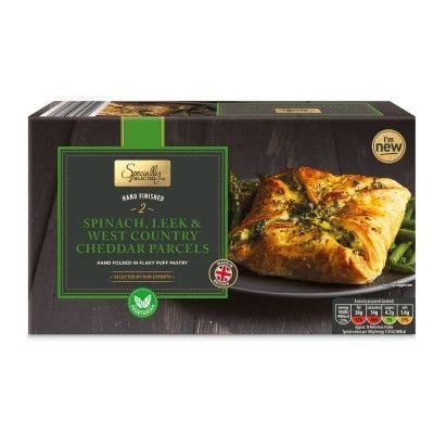 aldi specially selected vegetable parcels spinach leek west country cheddar  jpg  images