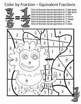 Fractions Equivalent Color Coloring Worksheet Fraction Worksheets Colouring Grade Sheet Pages Pdf Lion Lowest Fun 3rd Reducing Terms Elephant Maths sketch template