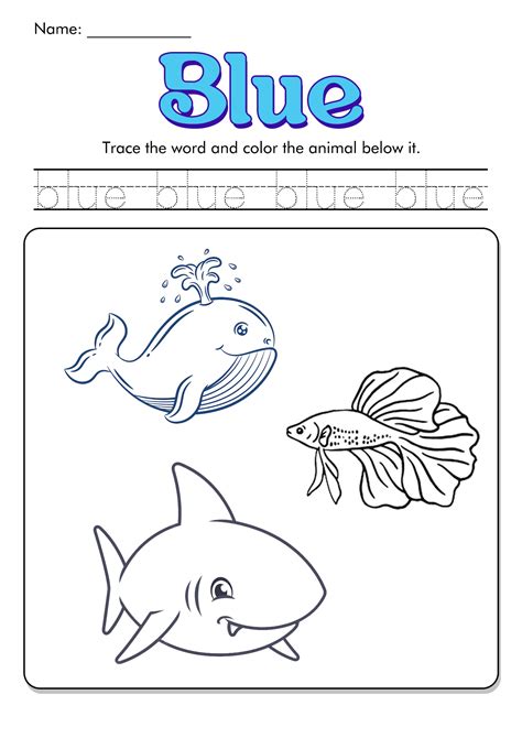 color blue worksheets preschool sketch coloring page
