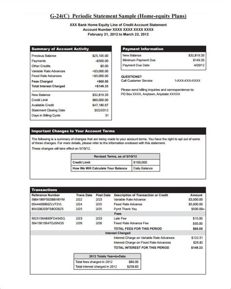 sample billing statements sample templates