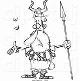 Spear Viking Cartoon Coloring Outline Clipart Vector Singing Holding Template Ron Leishman sketch template
