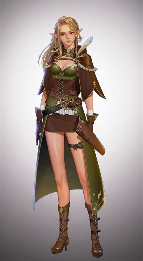 Artstation Elf Archer Yeongyeong Song Female Character Design Rpg