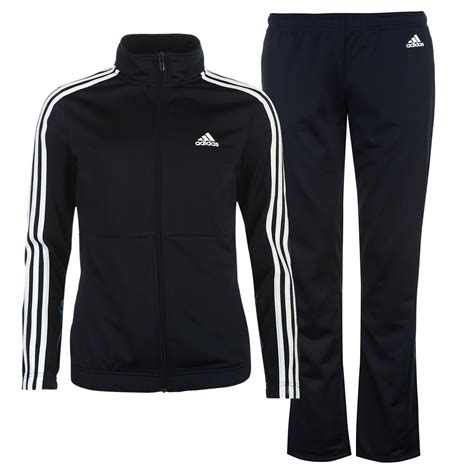 adidas womens   basics  stripes tracksuit sports elastic bottoms zip top ebay