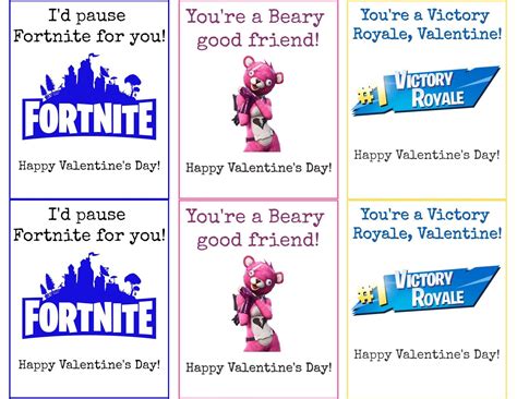 printable fortnite valentines cards printable world holiday