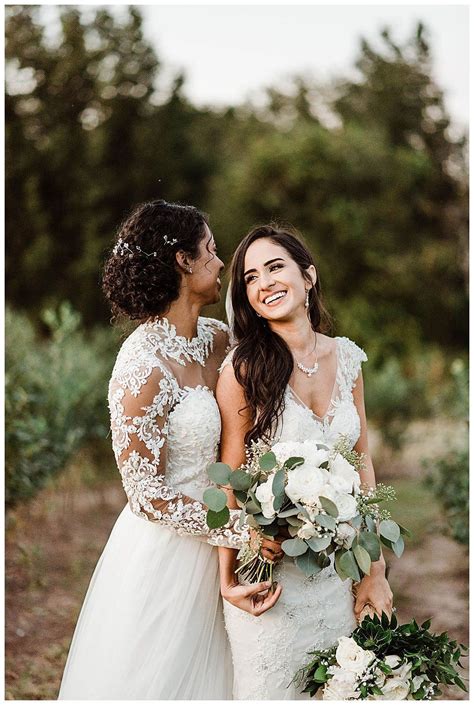 a winery wedding with a modern botanical theme lesbian