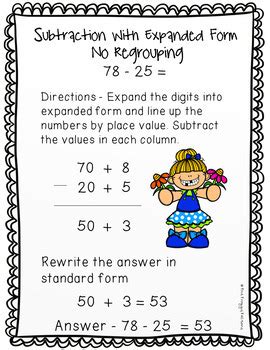 digit subtraction worksheets subtraction expanded form tpt
