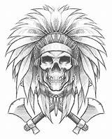 Skull Native American Drawing Indian Kemosabe Tattoo Ass Drawings Coloring Kick Return Sketches Tears Sketch Trail Blackout Tattoos Designs Skulls sketch template