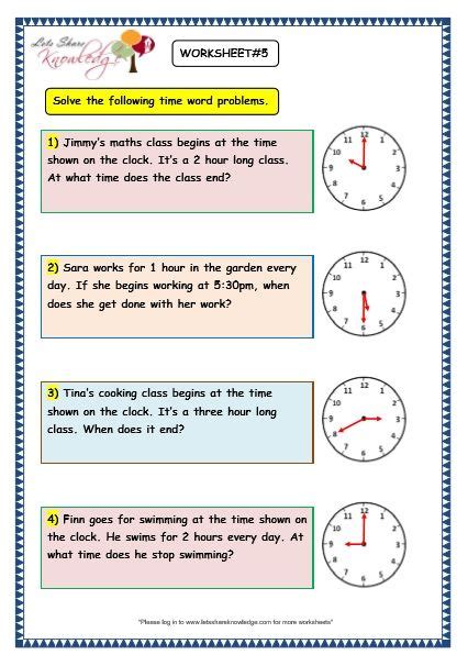 grade  maths worksheets  time problems lets share knowledge
