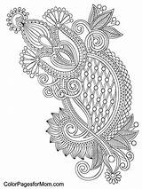 Coloring Paisley Pages Abstract Zentangle Peacock Colouring Adults Adult Printable Color Anti Animal Mandala Detailed Template Colorpagesformom sketch template