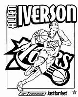 Coloring Allen Iverson Pages Basketball sketch template