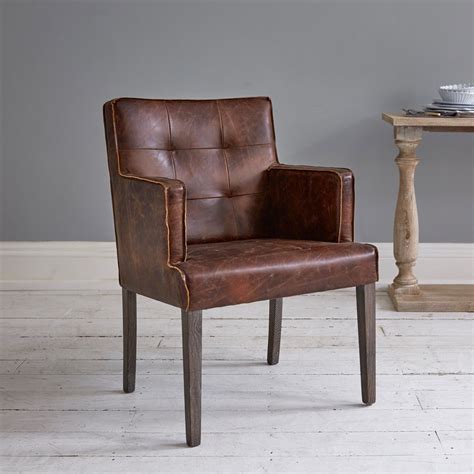 Adelaide Brown Leather Dining Chair With Arms Leather Dining Chairs