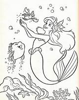 Coloring Mermaid Little Pages Flounder sketch template
