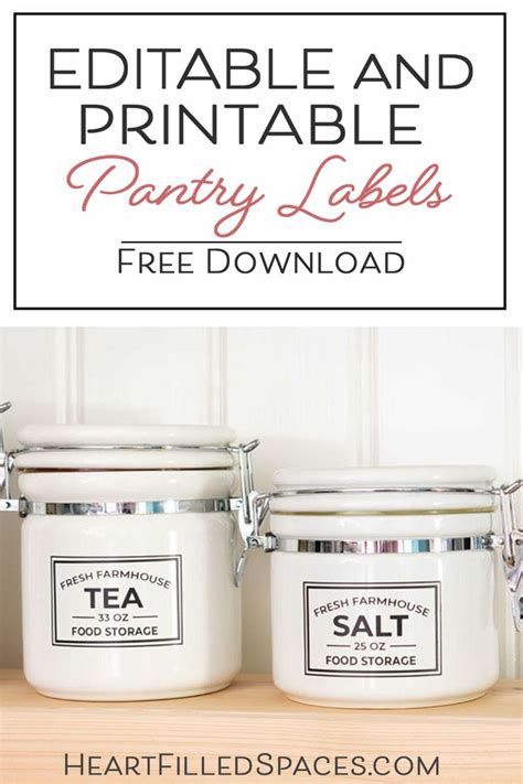 editable printable kitchen pantry labels  storage containers