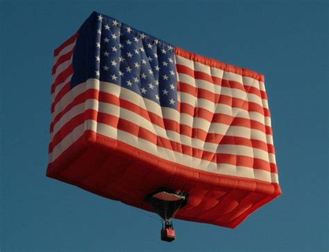 Image Of A Hot Air Balloon That Is Colored Like The American Flag