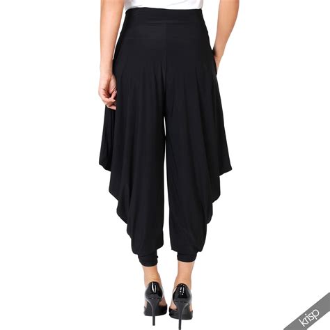 women hareem harem trousers pants leggings genie wide high waist pockets flared ebay