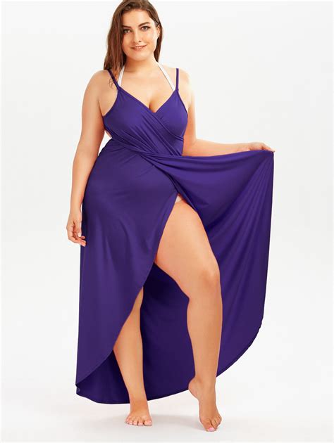 Wipalo Plus Size Sexy Beach Long Split Summer Dress Backless V Neck