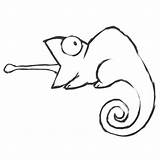 Chameleon Drawing Outline Cute Drawings Tattoo Paintingvalley Getting Simple sketch template