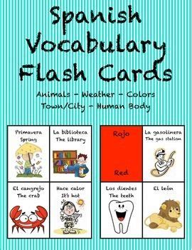 spanish vocabulary flash cards complete set    small