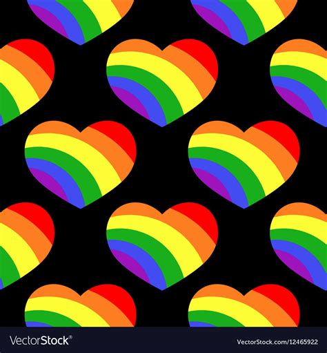 gay lgbt seamless pattern with rainbow hearts vector image