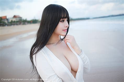 Wallpaper White Women Outdoors Long Hair Asian Beach