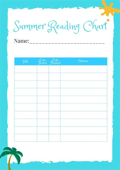 summer reading charts  kids  printable