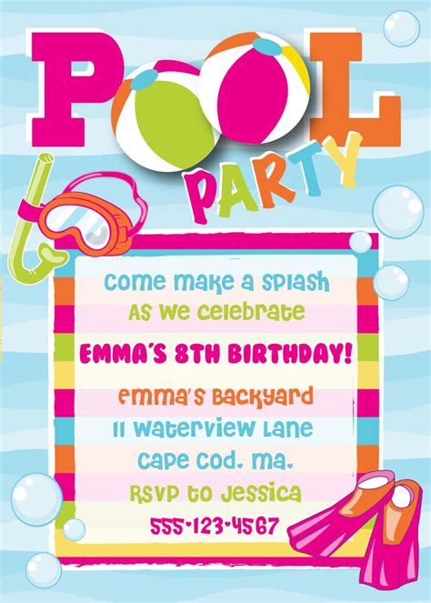 pool party birthday invitation