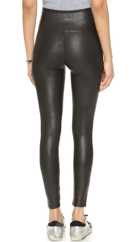 spanx cropped faux leather leggings  black lyst