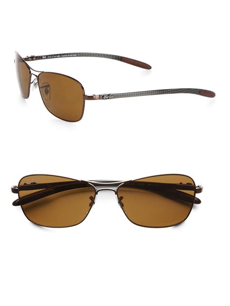 Ray Ban Tech Square Aviator Sunglasses In Brown For Men Polar Lyst
