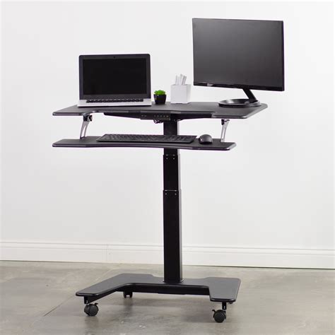 vivo black electric mobile height adjustable  platform standing desk
