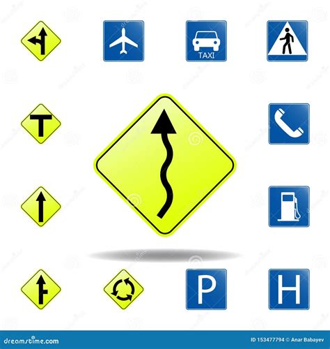 winding road  icon set  road signs icon  mobile concept