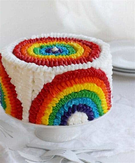 rainbow ruffle birthday cake   baker
