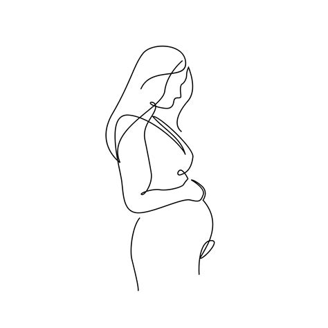 One Line Drawing Of Happy Pregnant Woman 9516221 Vector Art At Vecteezy