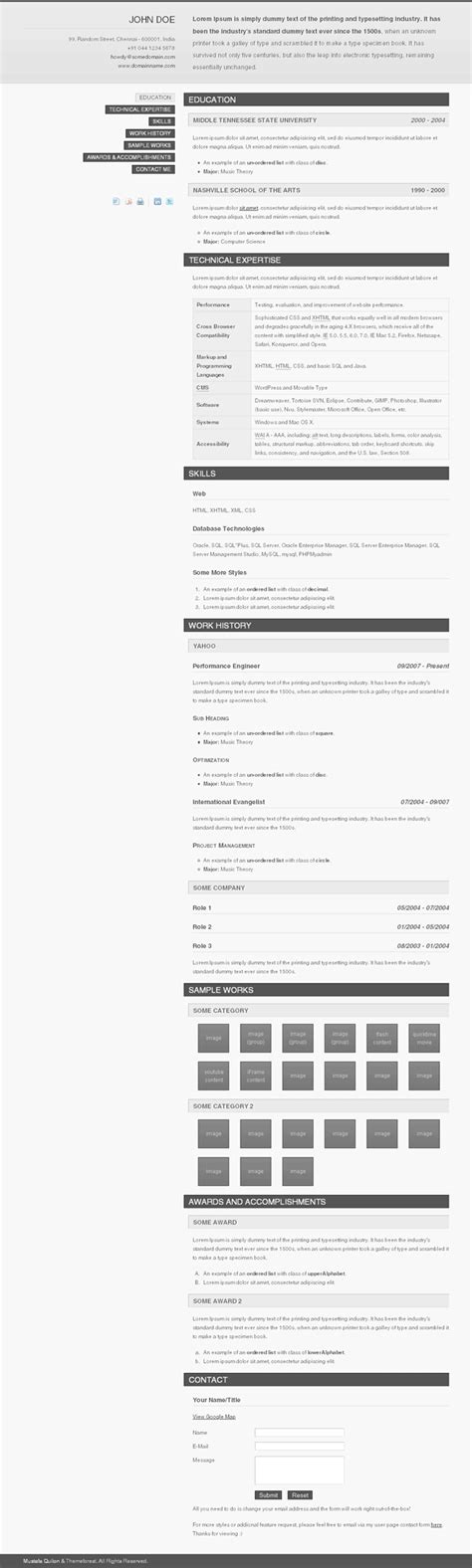 html resume templates