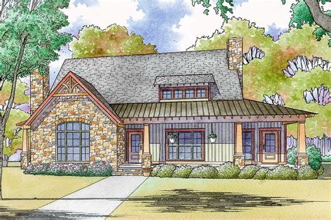 rustic country house plan  vaulted master suite