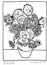 Gogh Sunflowers sketch template