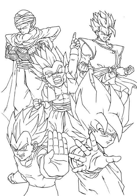 dragon ball super coloring pages full team educative printable