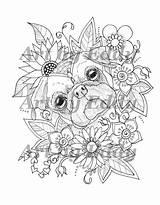 Pug Coloring Pages Book Adult Sunflower Single Colouring Pugs Printable Etsy Tattoo Sheets Christmas Choose Board sketch template